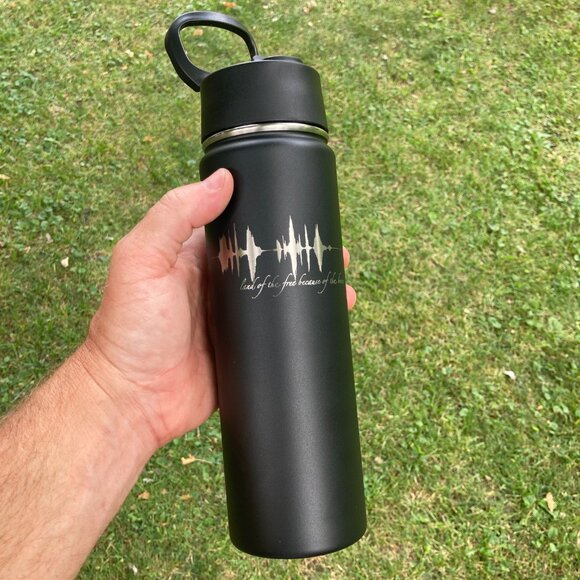 Land Of The Free Because Of The Brave Soundwave 22oz Water Bottle - Picture 8 of 15